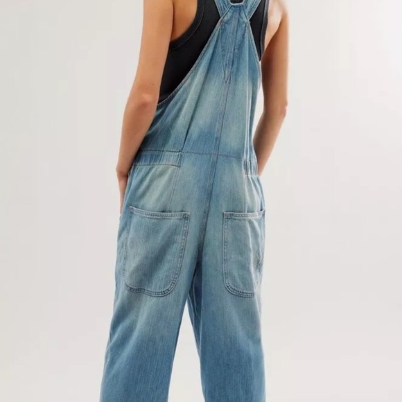 Free People Hunter Denim Overall We The Free Adjustable Straps Slouchy Century - Picture 2 of 5